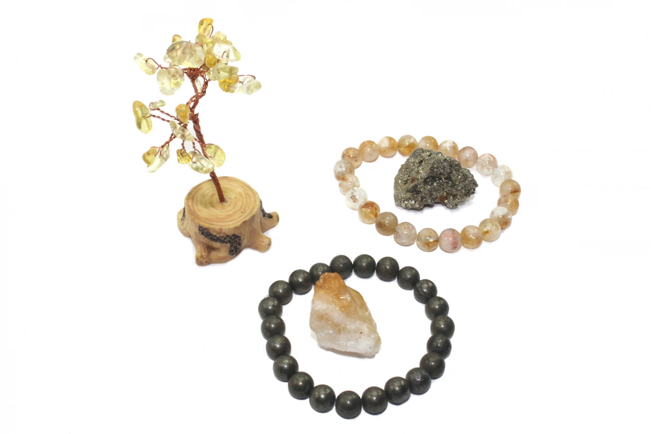 5 Parça Sitrin ve Pirit Zenginlik Seti