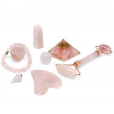 8li Pembe Kuvars doğal taş bakım seti